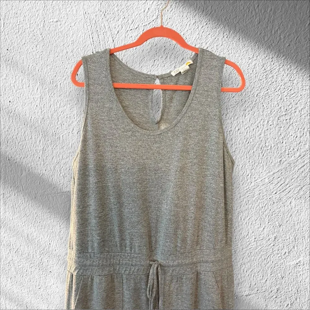 C & C of California Sleeveless Jumper Gray XL Elastic Tie Waist Minimalist comfy